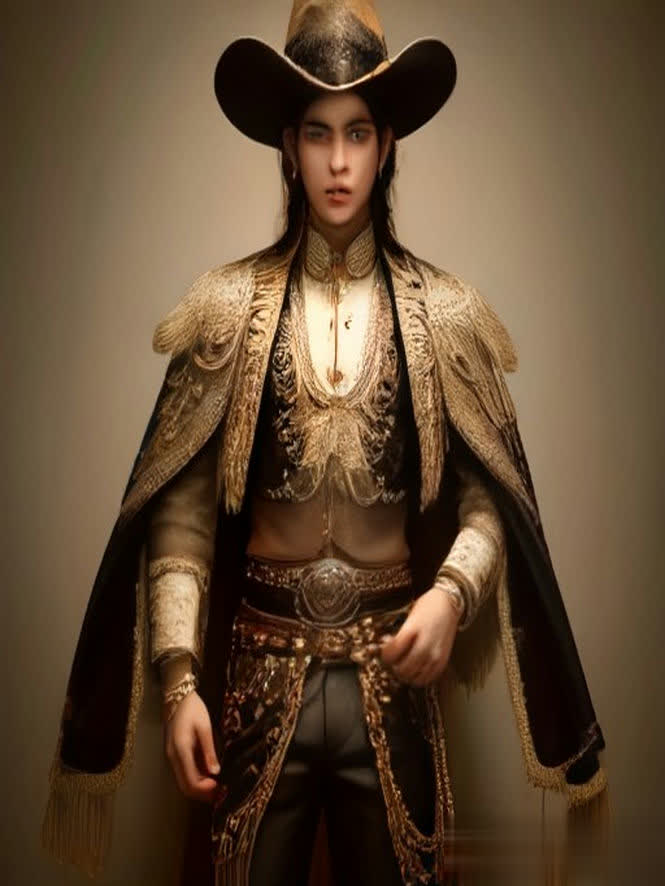 Cinturón JR-103 Charro Real de color Negro con hilo dorado con hebilla, puesto en la cintura